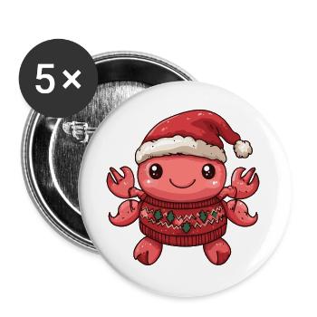 Crab Crab Christmas - Buttons large 2.2''/56 mm (5-pack) - white - Front