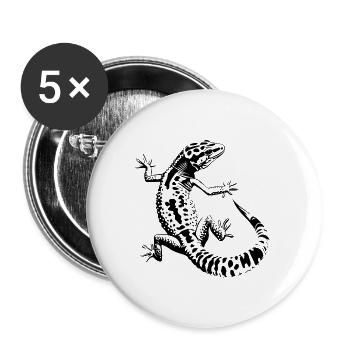 Leopardgecko - Buttons groß 56 mm (5er Pack) - Weiß - Vorne