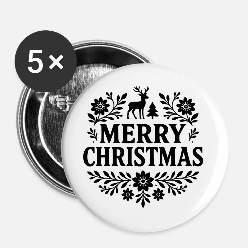 Christmas - Buttons large 2.2''/56 mm (5-pack) - white