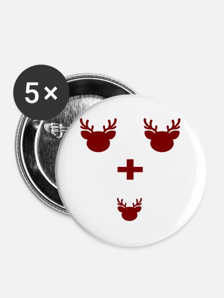 BABY VERKÜNDEN WINTER RENTIERE - Buttons groß 56 mm (5er Pack) - Weiß