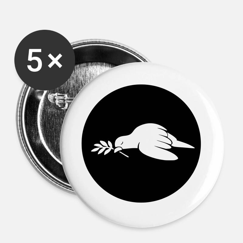 FRIEDENSTAUBE - Buttons groß 56 mm (5er Pack) - Weiß
