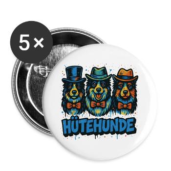 Chiens de troupeau Trio de trois - Lot de 5 grands badges (56 mm) - blanc - Devant