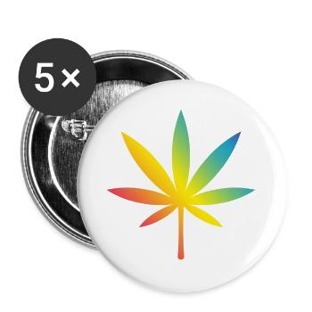 Cannabis / Marijuana / Hemp (Rainbow / History) - Buttons large 2.2''/56 mm (5-pack) - white - Front