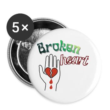 Hand mit gebrochenem Herzen - Buttons groß 56 mm (5er Pack) - Weiß - Vorne