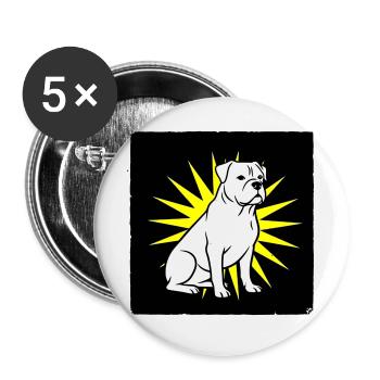 Cooler Hund im Punk Rock & Pop Art Stil - Buttons groß 56 mm (5er Pack) - Weiß - Vorne