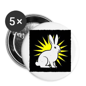 Cooler Hase im Punk Rock & Pop Art Stil - Buttons groß 56 mm (5er Pack) - Weiß - Vorne