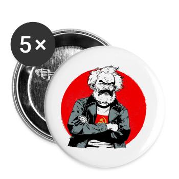 Rebellious head in the red circle - Buttons large 2.2''/56 mm (5-pack) - white - Front