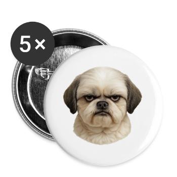 Pug Kopf Portrait Charme |  Shih Tzu - Buttons groß 56 mm (5er Pack) - Weiß - Vorne