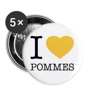 I love fries - Buttons large 2.2''/56 mm (5-pack) - white - Front