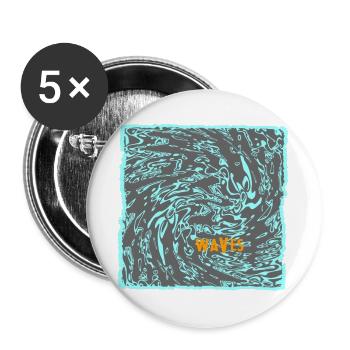 Wave flow neon pattern surf - Buttons large 2.2''/56 mm (5-pack) - white - Front