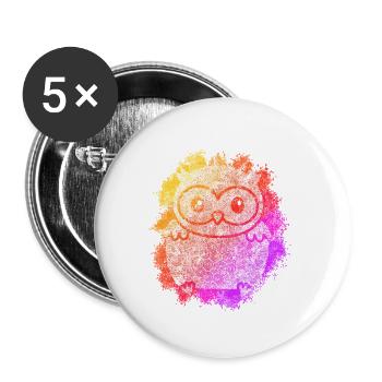 Zentangle Owl - Buttons large 2.2''/56 mm (5-pack) - white - Front