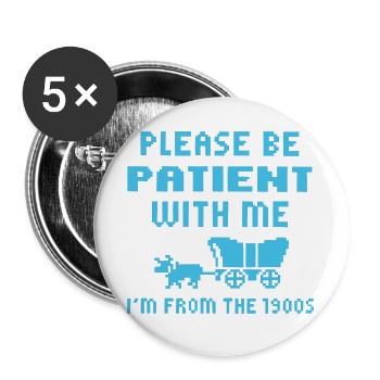 Attendez s’il vous plaît je viens des années 1900 - Lot de 5 grands badges (56 mm) - blanc - Devant