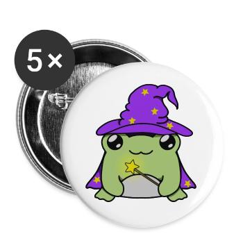 Wizard frog with hat - Buttons large 2.2''/56 mm (5-pack) - white - Front