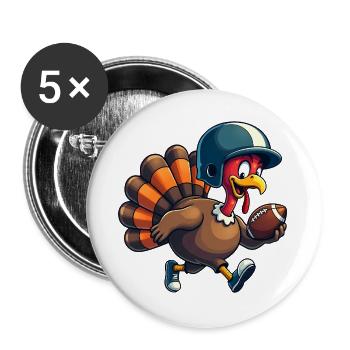 Thanksgiving Football Turkey - Buttons large 2.2''/56 mm (5-pack) - white - Front