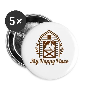 My Happy Place – Pferdestall Liebe - Buttons groß 56 mm (5er Pack) - Weiß - Vorne