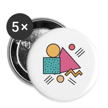 Rétro Geometry - Lot de 5 grands badges (56 mm) - blanc - Devant