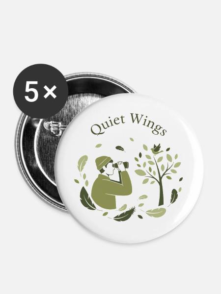Quiet Wings - Buttons groß 56 mm (5er Pack) - Weiß