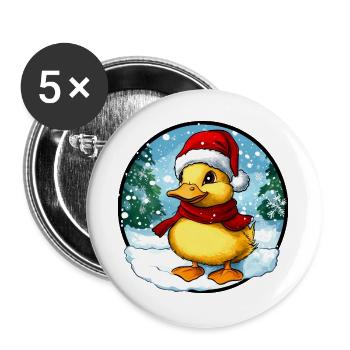 Santa Claus Duckling - Buttons large 2.2''/56 mm (5-pack) - white - Front