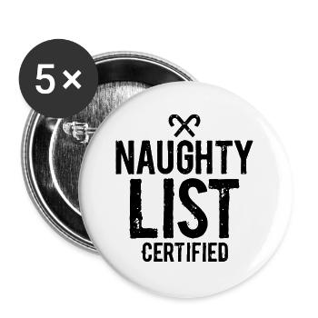 Naughty List Certified Naughty Christmas Quote - Buttons large 2.2''/56 mm (5-pack) - white - Front