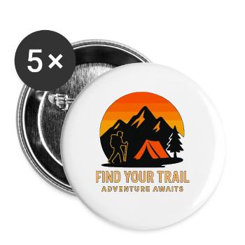 Finden Sie Ihren Weg – Sunset Mountain Wanderung - Buttons groß 56 mm (5er Pack) - Weiß - Vorne