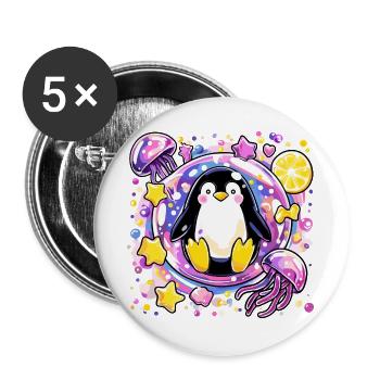 Colorful Penguin Wreath - Buttons large 2.2''/56 mm (5-pack) - white - Front