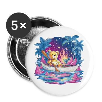 Teddy Boottraum Unter Sternenhimmel - Buttons groß 56 mm (5er Pack) - Weiß - Vorne