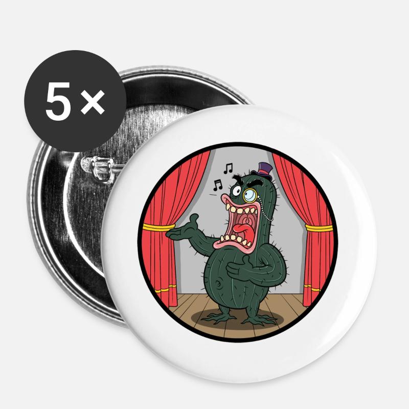 Cactus Showman on Stage - Buttons large 2.2''/56 mm (5-pack) - white