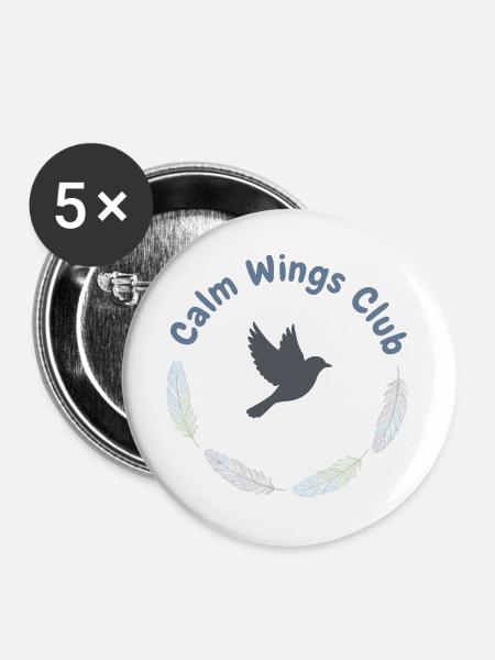 Flügel der Gelassenheit - Buttons groß 56 mm (5er Pack) - Weiß
