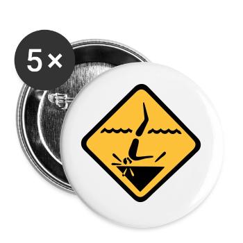Tauchen Schild Grafik - Buttons groß 56 mm (5er Pack) - Weiß - Vorne