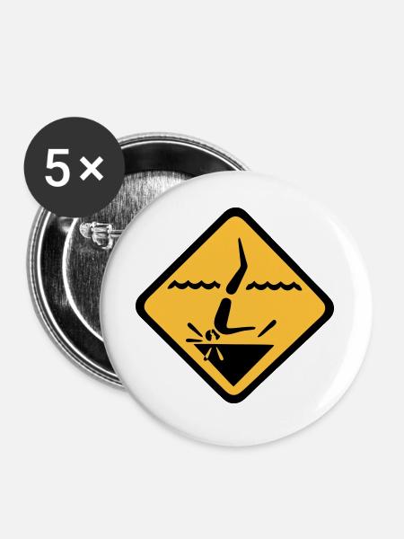 Diving Sign Graphic - Buttons large 2.2''/56 mm (5-pack) - white