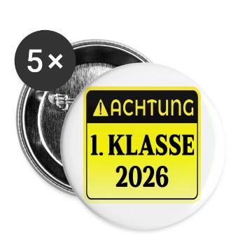 EINSCHULUNG Grundschule 2026 - Buttons groß 56 mm (5er Pack) - Weiß - Vorne