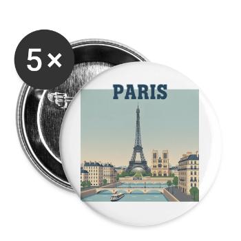 Paris Skyline Eiffel Print - Buttons large 2.2''/56 mm (5-pack) - white - Front