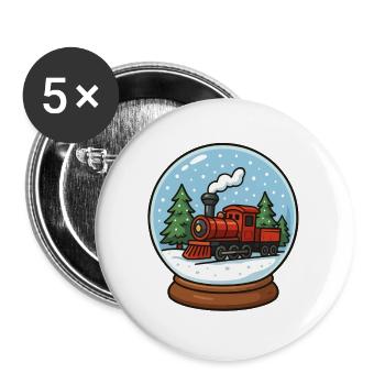 Snow globe in the snow with a locomotive - Buttons large 2.2''/56 mm (5-pack) - white - Front