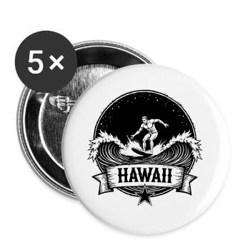 Hawaii Surfer Surfer on Pacific Wave - Buttons large 2.2''/56 mm (5-pack) - white - Front