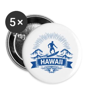 Hawaii Surfer Surfer on Pacific Wave - Buttons large 2.2''/56 mm (5-pack) - white - Front