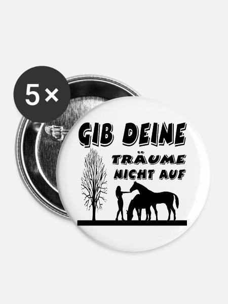 Pferde - Buttons groß 56 mm (5er Pack) - Weiß