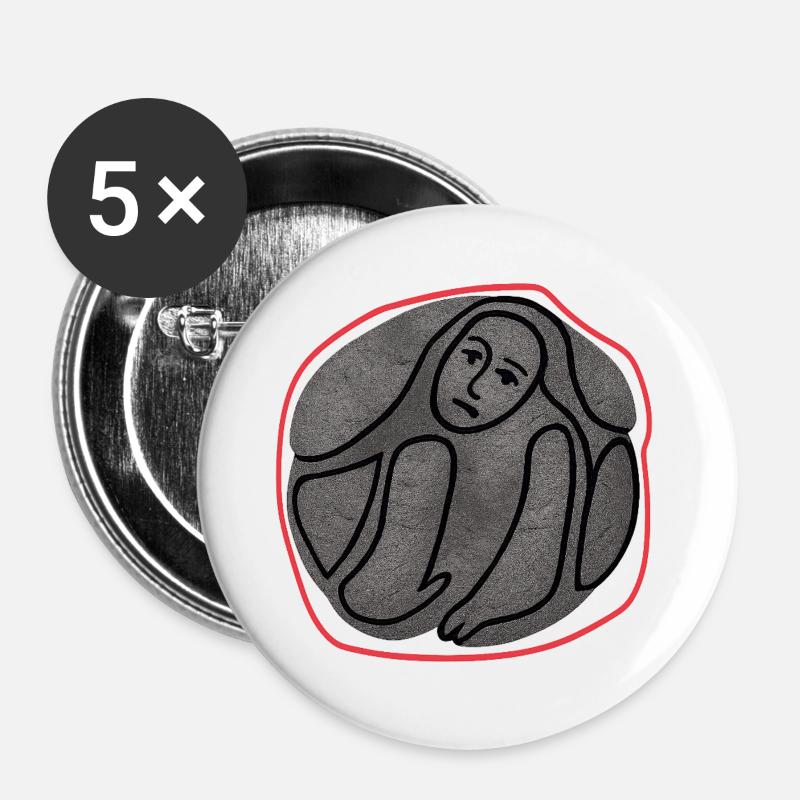 Melancholic creature in a circle - Buttons large 2.2''/56 mm (5-pack) - white