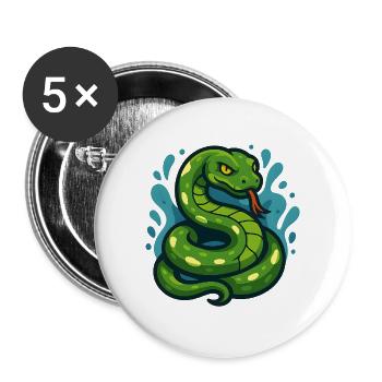 Arbre vert Python serpent en vague - Lot de 5 grands badges (56 mm) - blanc - Devant