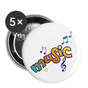 Musik und Noten - Buttons groß 56 mm (5er Pack) - Weiß - Vorne