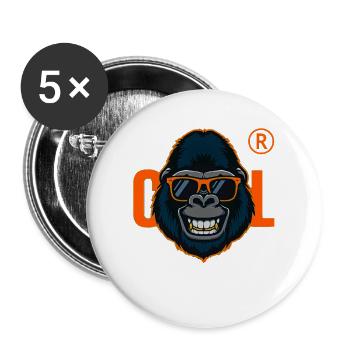 Gorilla with Orange Sunglasses - Buttons large 2.2''/56 mm (5-pack) - white - Front