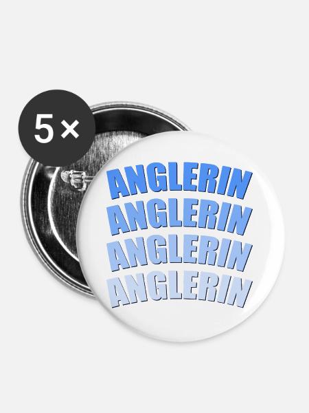 Anglerin - Buttons groß 56 mm (5er Pack) - Weiß