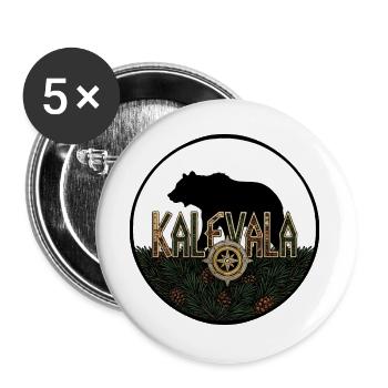 Kaleval Finnland - Buttons groß 56 mm (5er Pack) - Weiß - Vorne