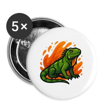 Flammendes Ivuan im grünen Neon-Stil - Buttons groß 56 mm (5er Pack) - Weiß - Vorne