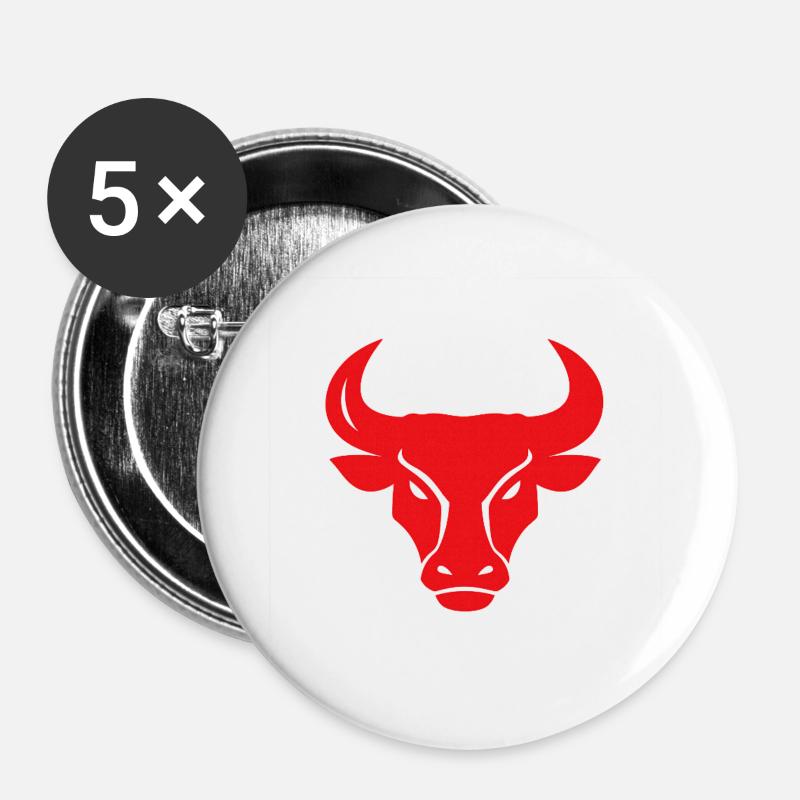 Bull Head Vector - Buttons large 2.2''/56 mm (5-pack) - white