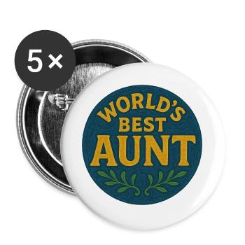 World's Best Aunt Patch - Buttons large 2.2''/56 mm (5-pack) - white - Front