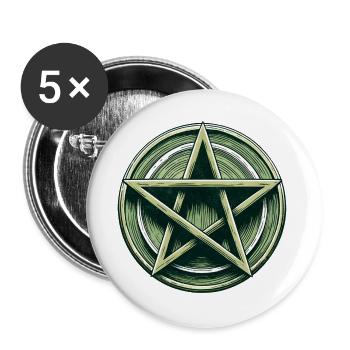 Smaragd-Pentagramm-Wappen - Buttons groß 56 mm (5er Pack) - Weiß - Vorne