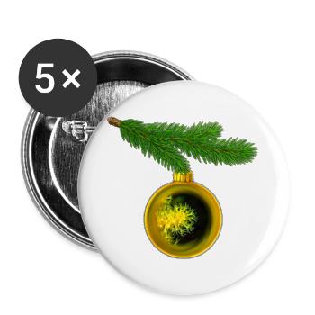 Christmas ball with crustaceous anemones on a fir branch - Buttons large 2.2''/56 mm (5-pack) - white - Front
