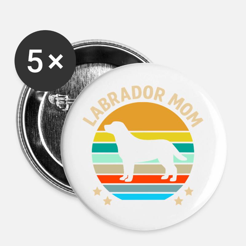 Labrador Mom - Buttons groß 56 mm (5er Pack) - Weiß