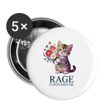 Rage Consumes me - Funny Cat T-Shirt - Buttons large 2.2''/56 mm (5-pack) - white - Front