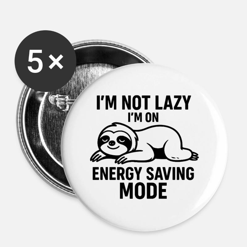 Sloth Power Saving Mode - Buttons large 2.2''/56 mm (5-pack) - white